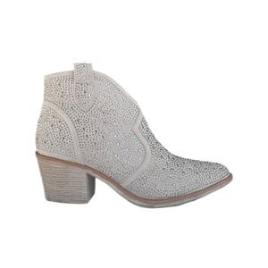 Pierre Dumas Wilder Silver Rhinestone Ankle Boots